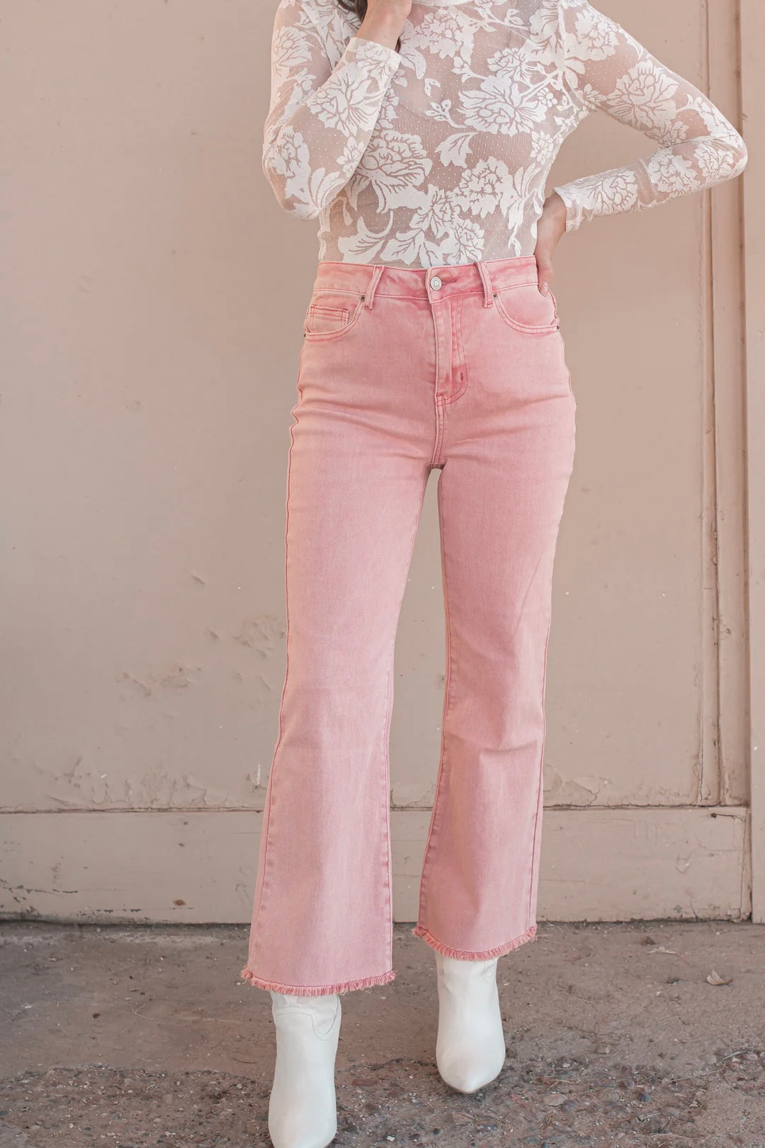 ***DOORBUSTER*** It's About Time 2 Colored Denim Wide Leg Jeans in Ash Rose