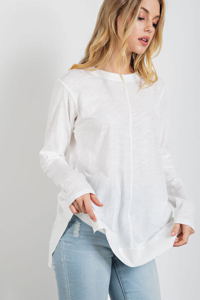 Lounge in Love Sharkbite Hem Tunic Tee in White