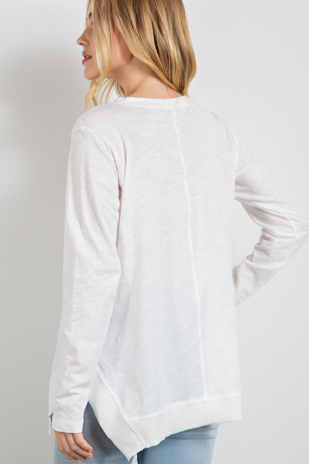 Lounge in Love Sharkbite Hem Tunic Tee in White