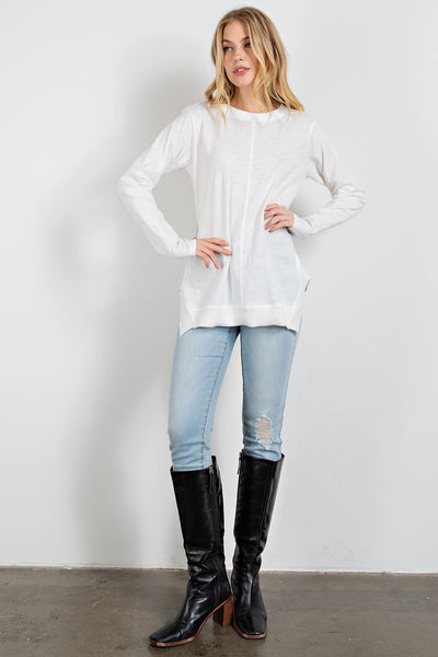 Lounge in Love Sharkbite Hem Tunic Tee in White