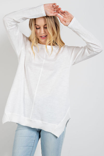 Lounge in Love Sharkbite Hem Tunic Tee in White