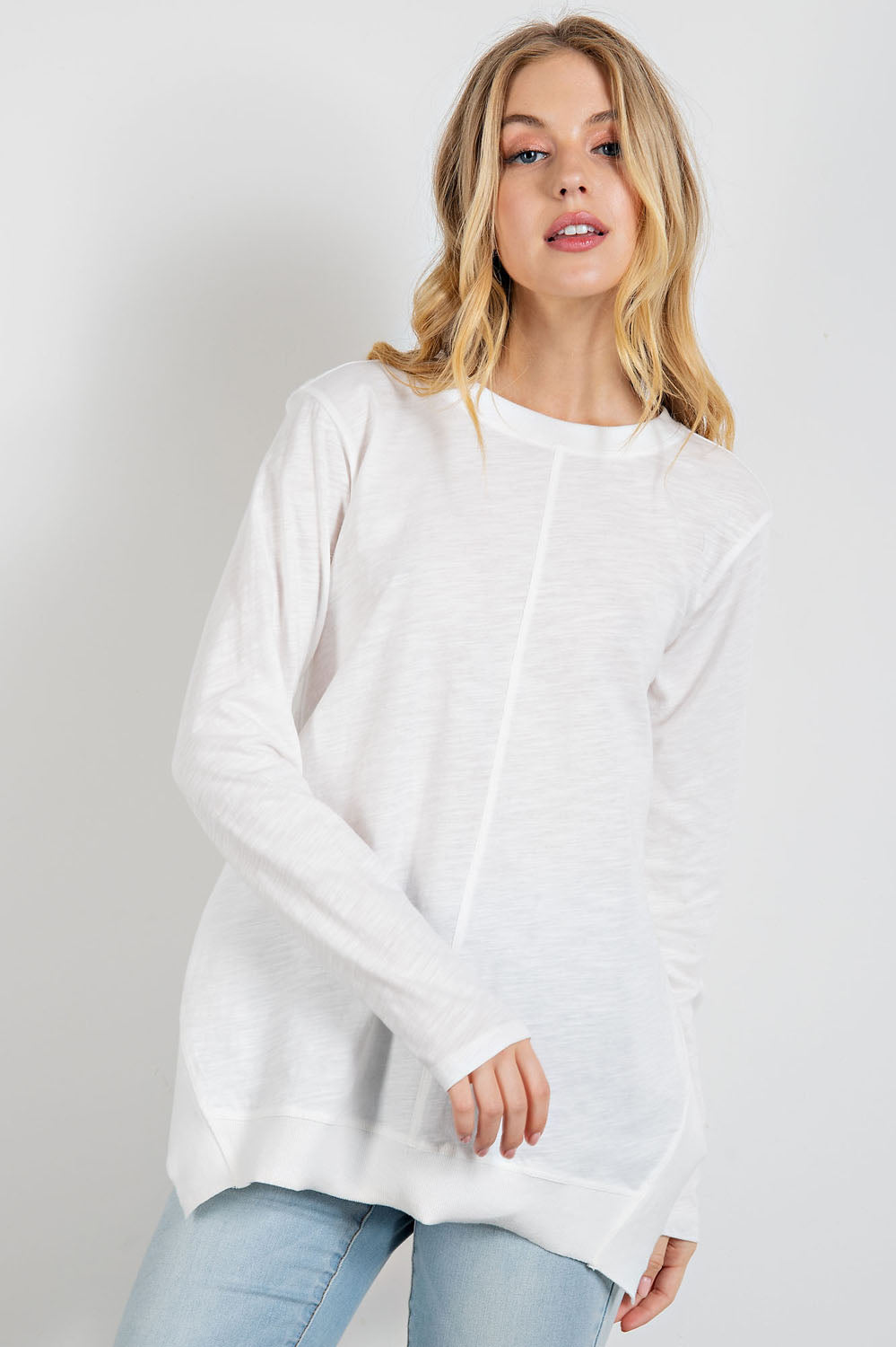 Lounge in Love Sharkbite Hem Tunic Tee in White