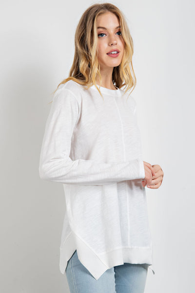 Lounge in Love Sharkbite Hem Tunic Tee in White