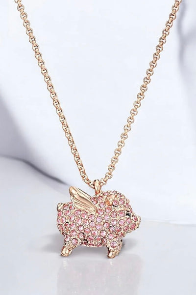 Kate Spade New York Pink Pave Pig Mini Pendant Necklace