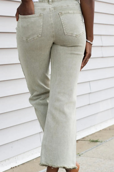 ***DOORBUSTER*** It's About Time 2 Colored Denim Wide Leg Jeans in Light Olive