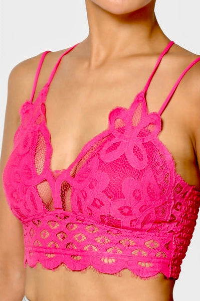 Sweet Muse Scallop Lace Bralette in Fuchsia