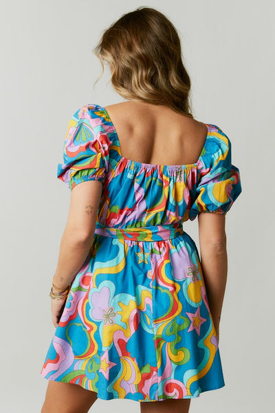 Feelin' Wavy Mini Dress in Retro Multi