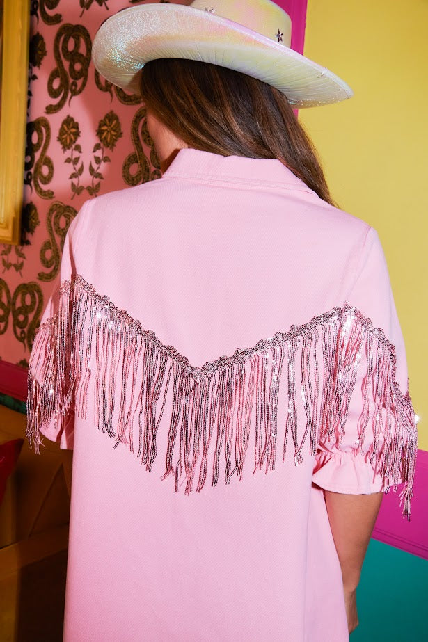 Nash Bash Sequin Fringe Dress in Pink