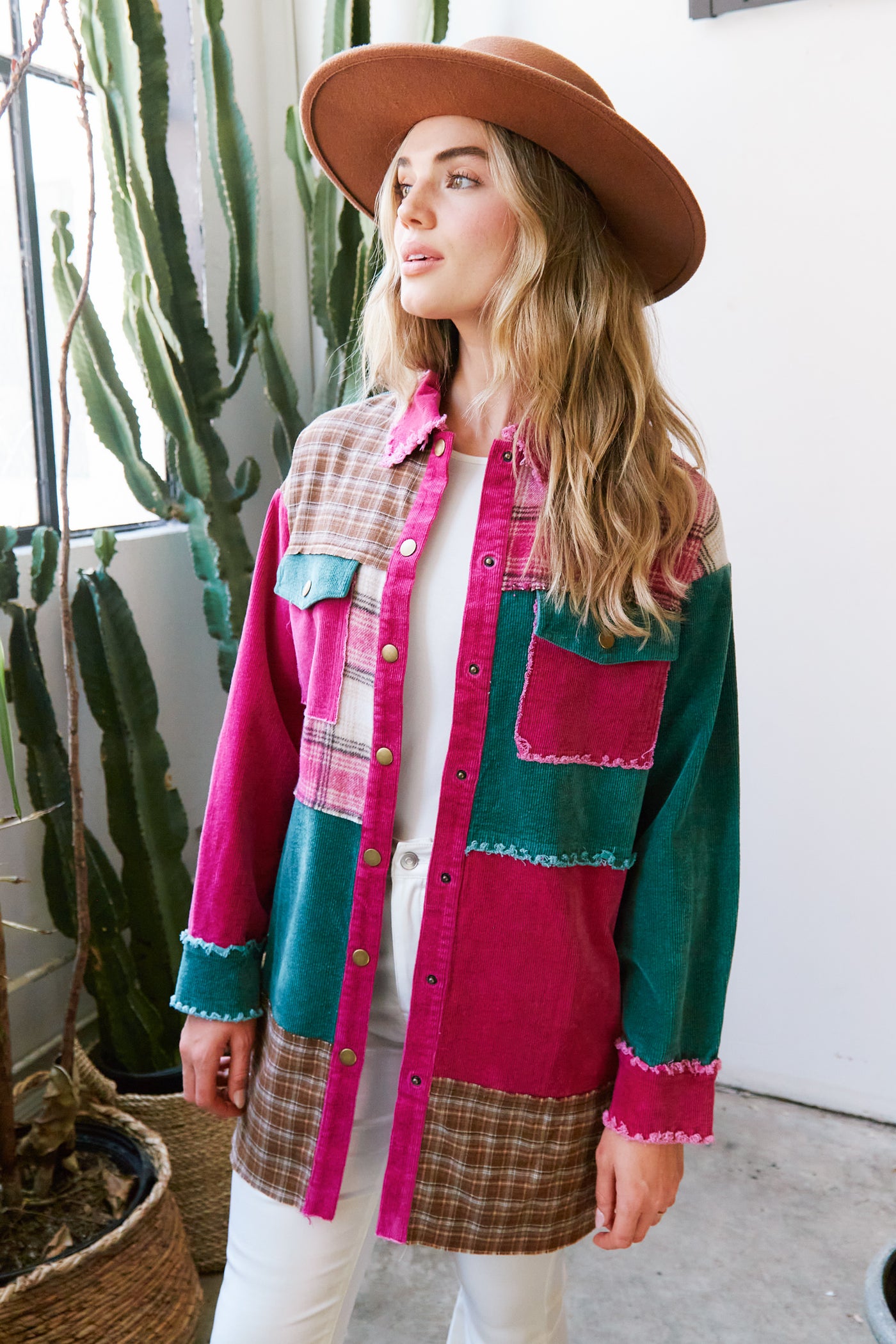 Make Way for Plaid Corduroy Button Down Longline Shacket