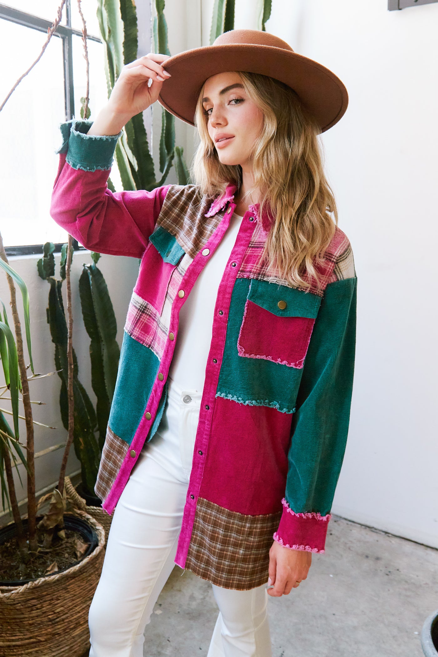 Make Way for Plaid Corduroy Button Down Longline Shacket