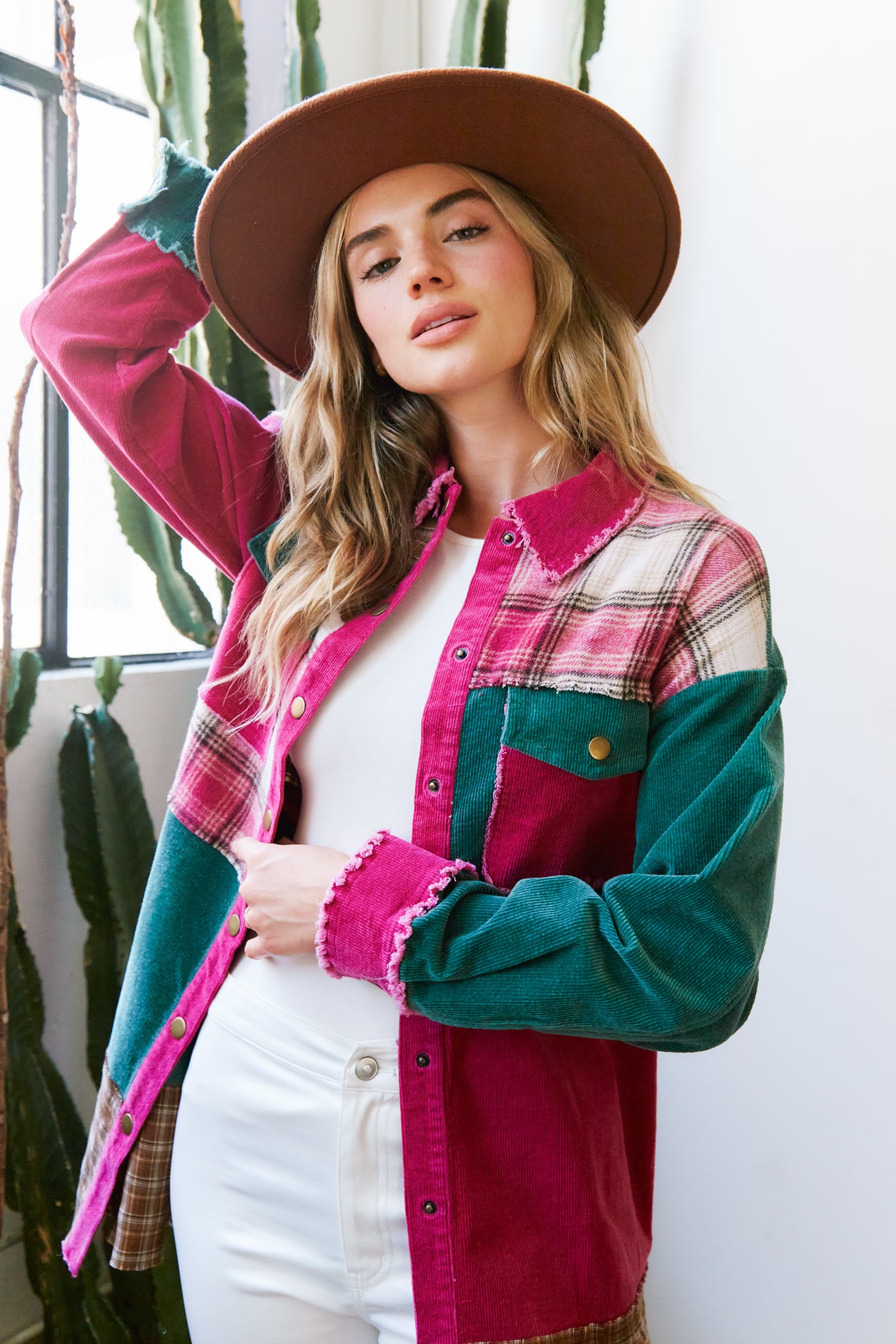 Make Way for Plaid Corduroy Button Down Longline Shacket