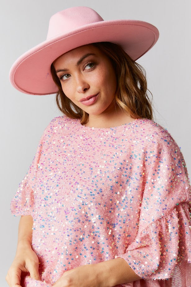 Pop The Bubbly Sequin Top in Pink