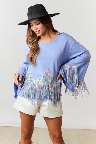 Periwinkle Pop Unicorn Fringe Top