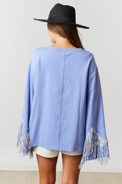 Periwinkle Pop Unicorn Fringe Top