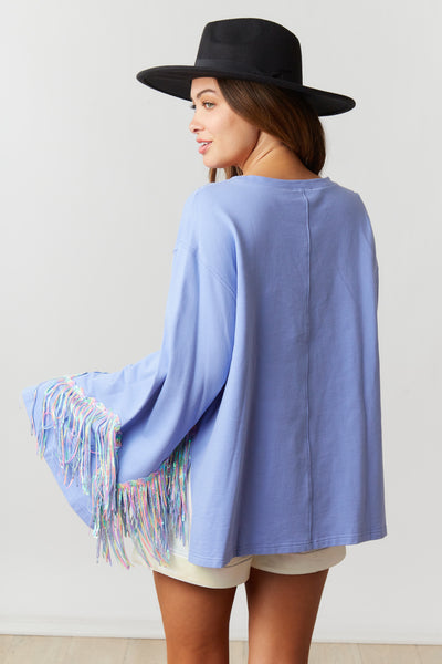 Periwinkle Pop Unicorn Fringe Top