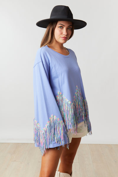 Periwinkle Pop Unicorn Fringe Top