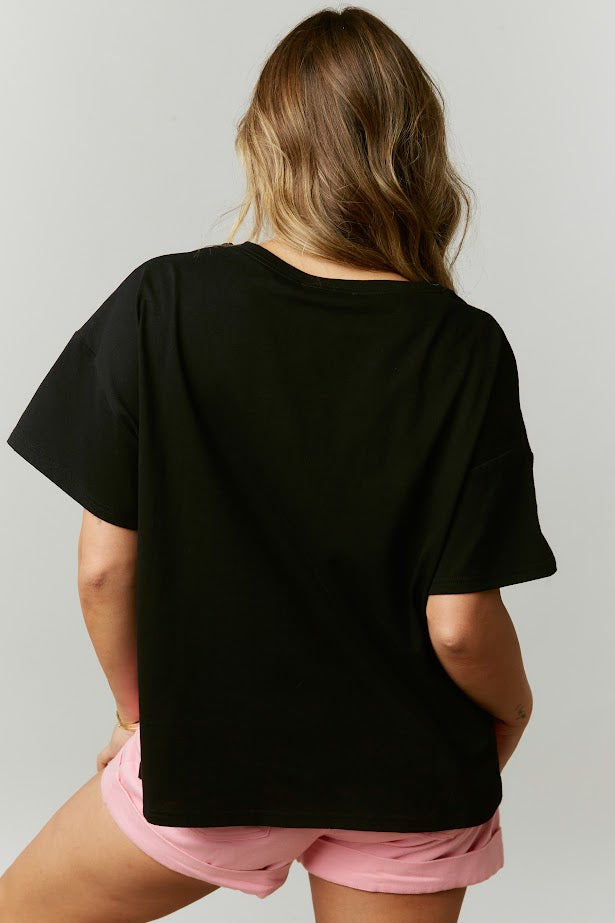 Shine the Night Star Patch Tee in Black