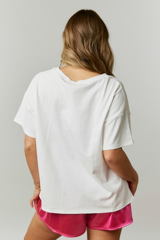 Shine the Night Star Patch Tee in White