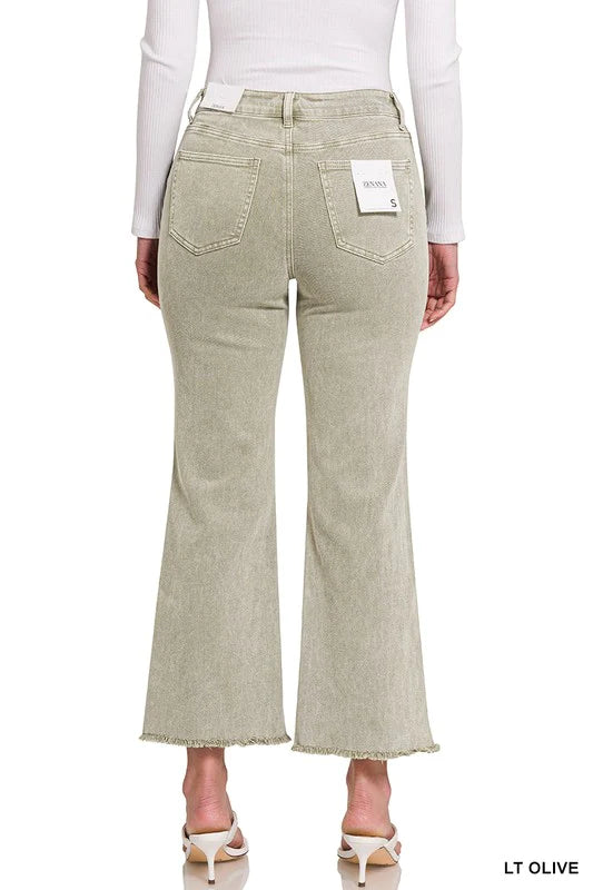 ***DOORBUSTER*** It's About Time 2 Colored Denim Wide Leg Jeans in Light Olive