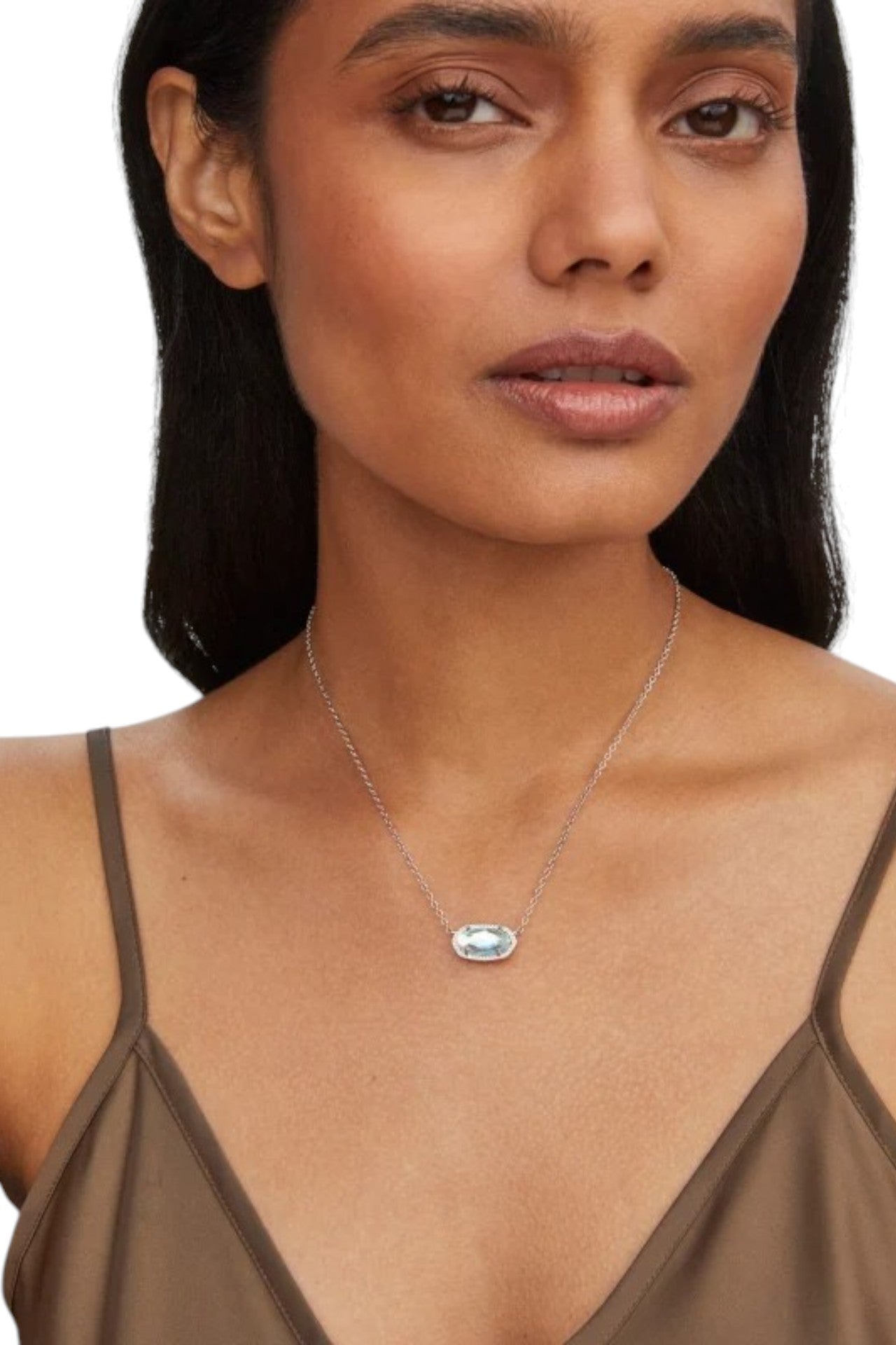 Kendra Scott Elisa Short Pendant in Silver Dichroic Glass