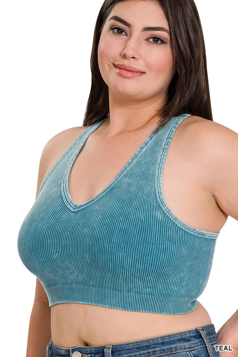 Not Your Basic Racerback Cropped Tank Top in Teal
