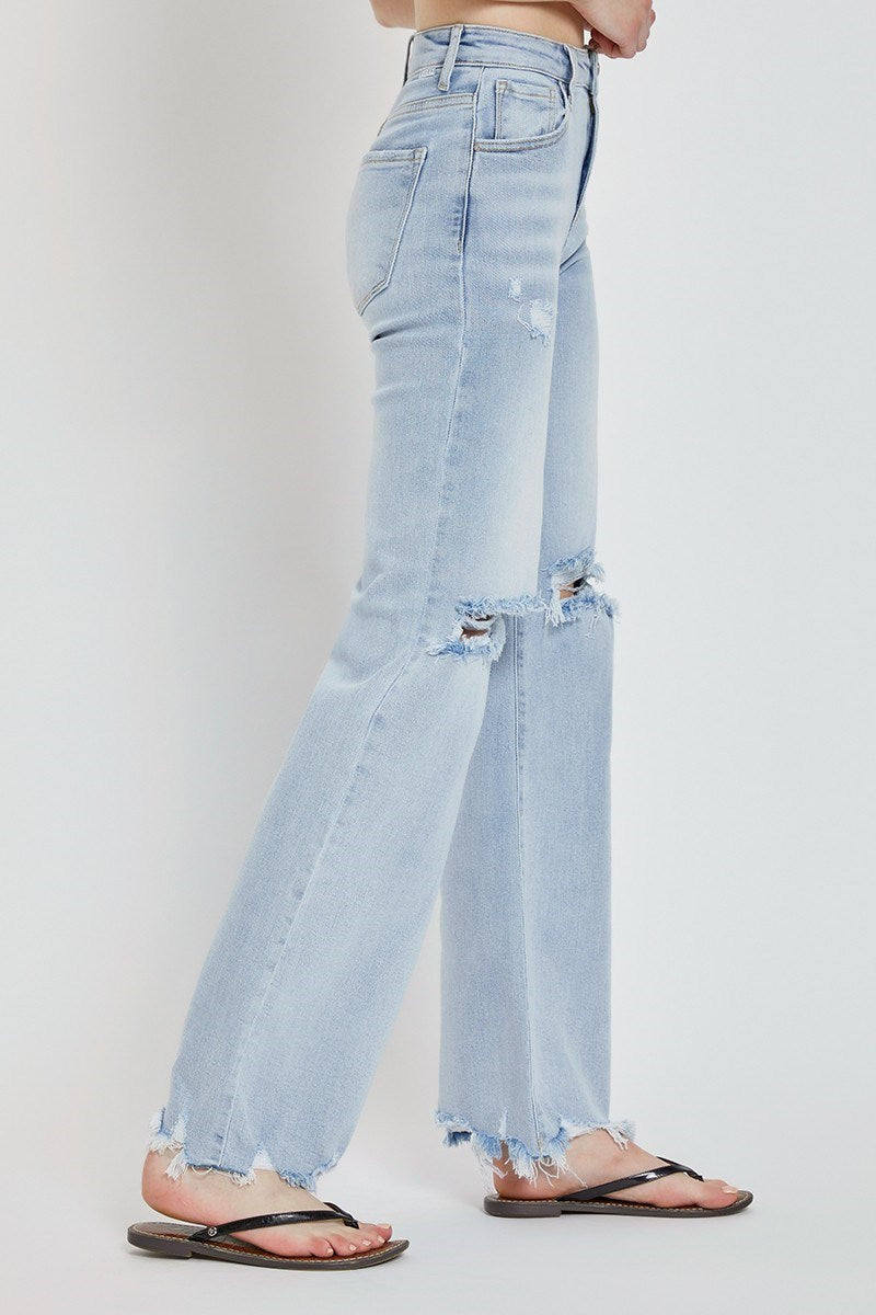 Risen Nikol High Rise Light Acid Washed Wide Leg Jeans