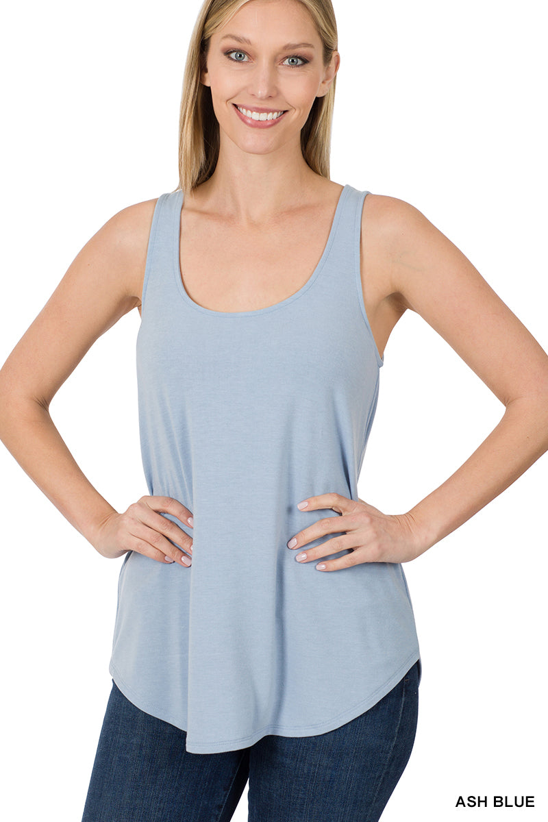 The Phoenix Relaxed Fit Flowy Tank Top in Ash Blue