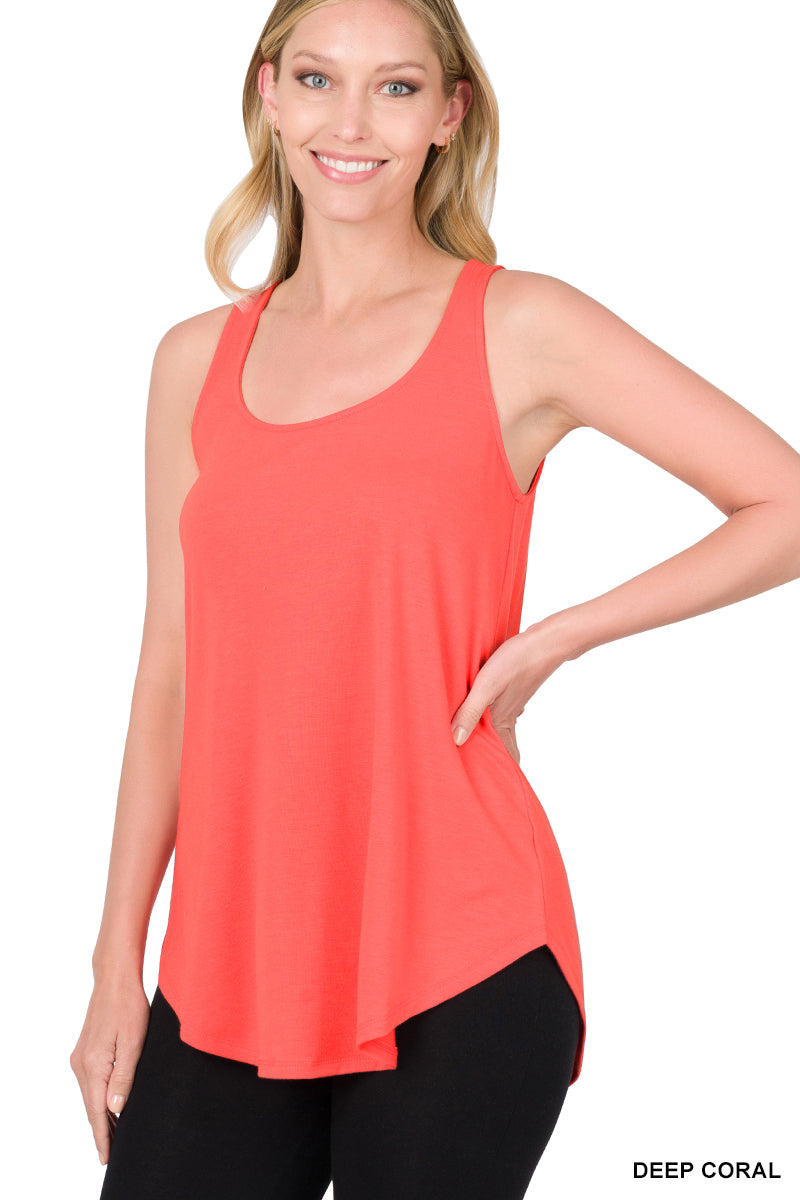 The Phoenix Relaxed Fit Flowy Tank Top in Deep Coral