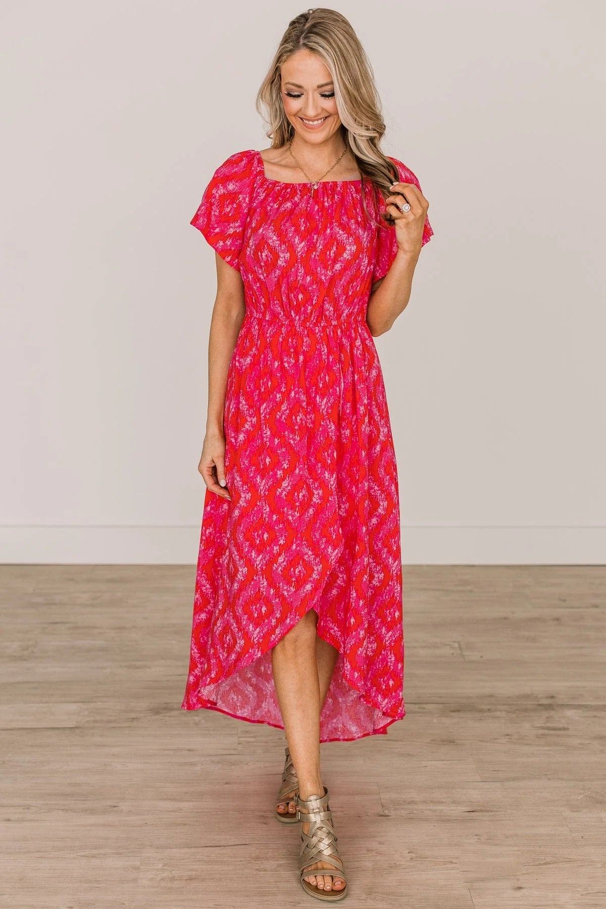 Days Like These Aztec Maxi Dress in Red/Pink