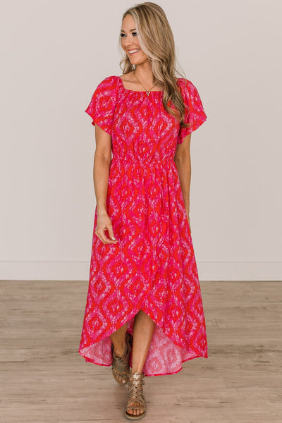 Days Like These Aztec Maxi Dress in Red/Pink