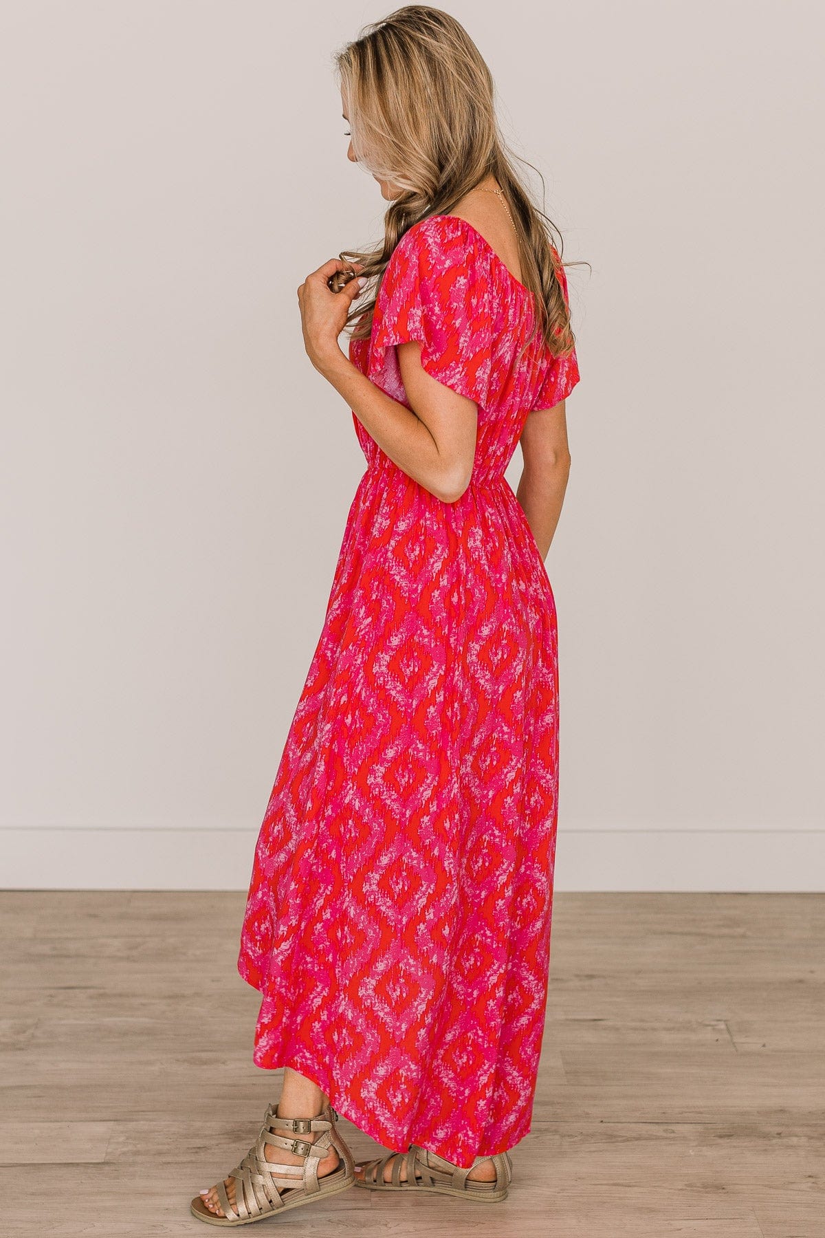 Days Like These Aztec Maxi Dress in Red/Pink