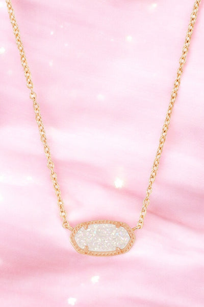 Kendra Scott Elisa Short Pendant in Rose Gold Iridescent Drusy