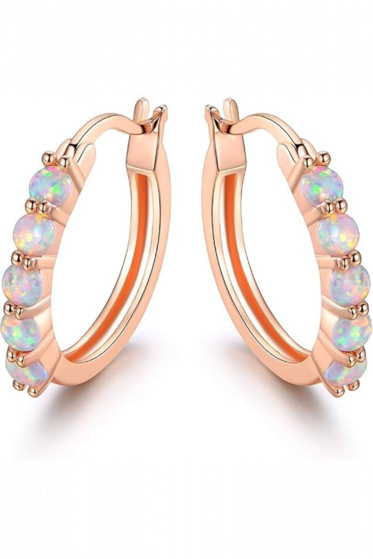 Cherise White Fire Opal Rose Gold Earrings