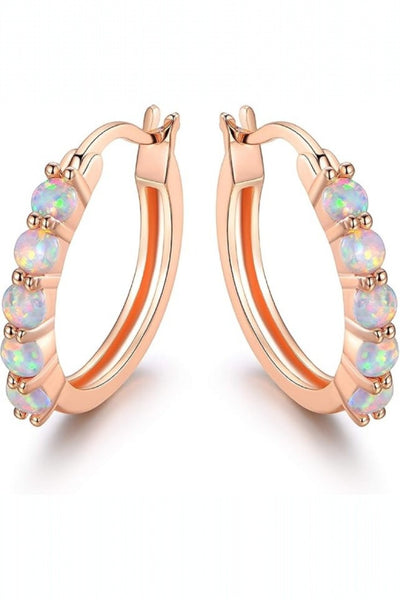 Cherise White Fire Opal Rose Gold Earrings