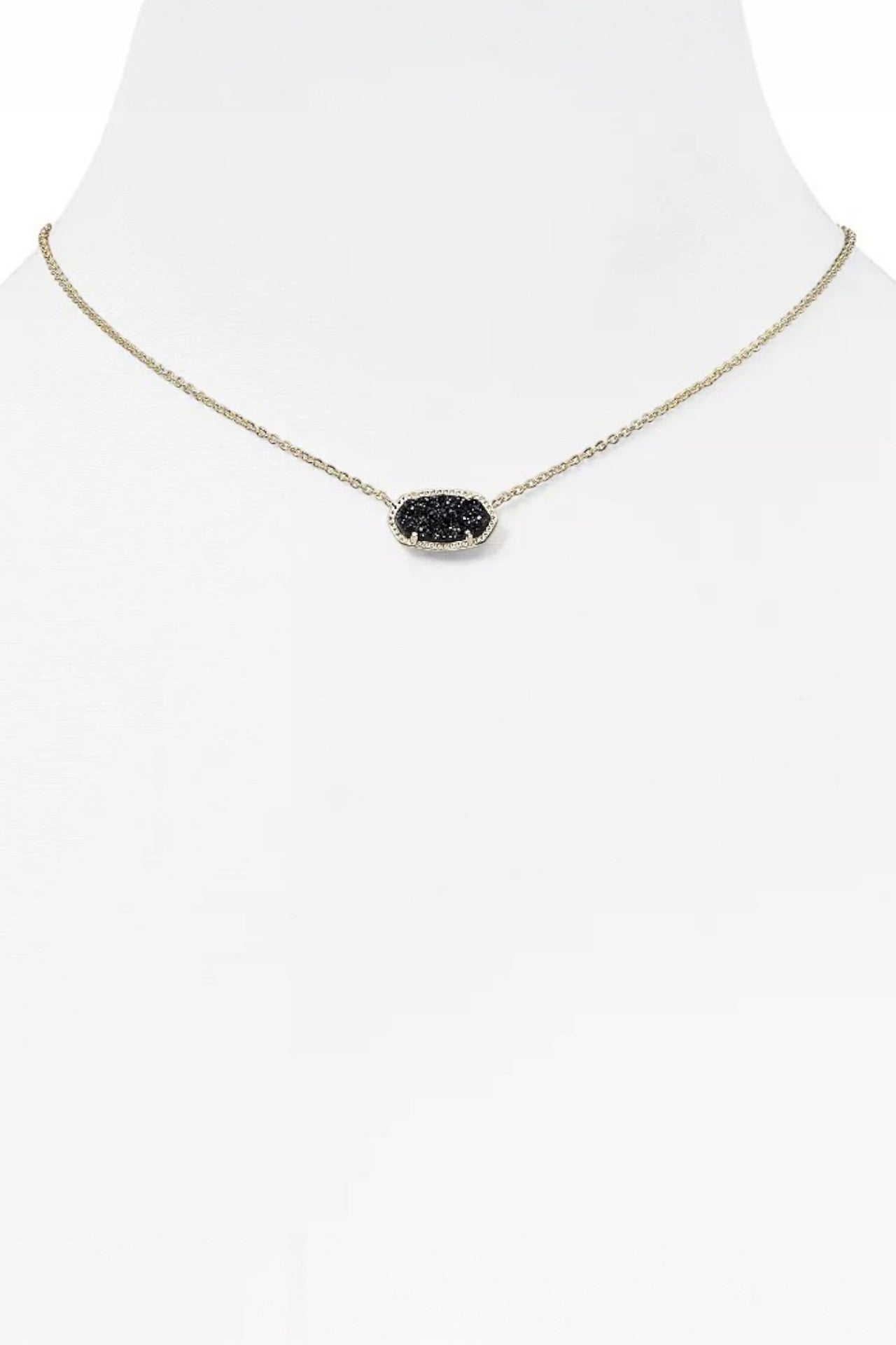 Kendra Scott Elisa Short Pendant in Gold Black Drusy