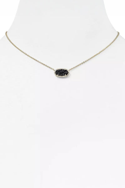 Kendra Scott Elisa Short Pendant in Gold Black Drusy