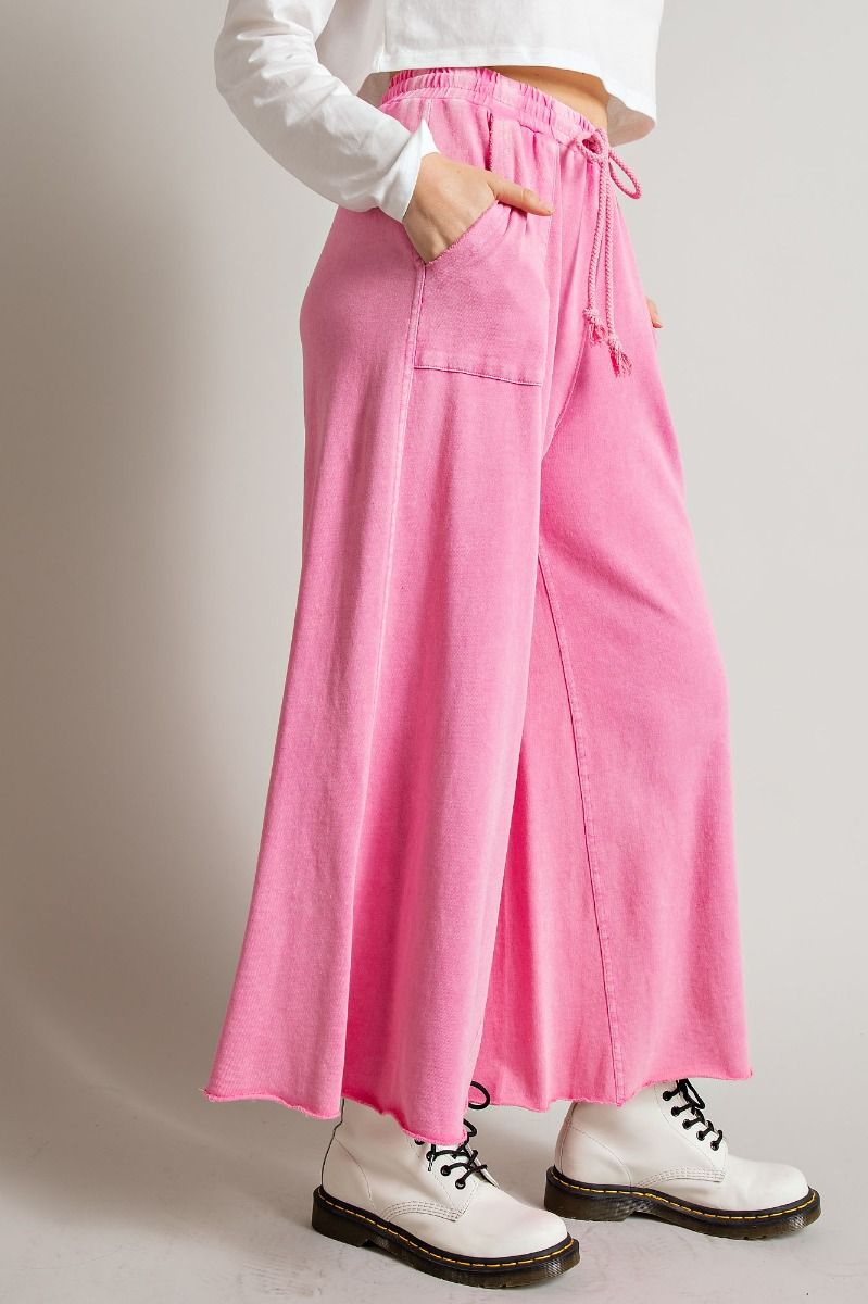 Stay Comfy Wide Leg Comfy Pants in Barbie Pink