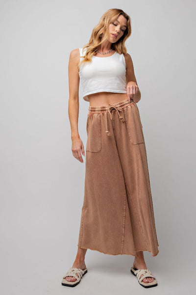Stay Comfy Wide Leg Comfy Pants in Red Bean