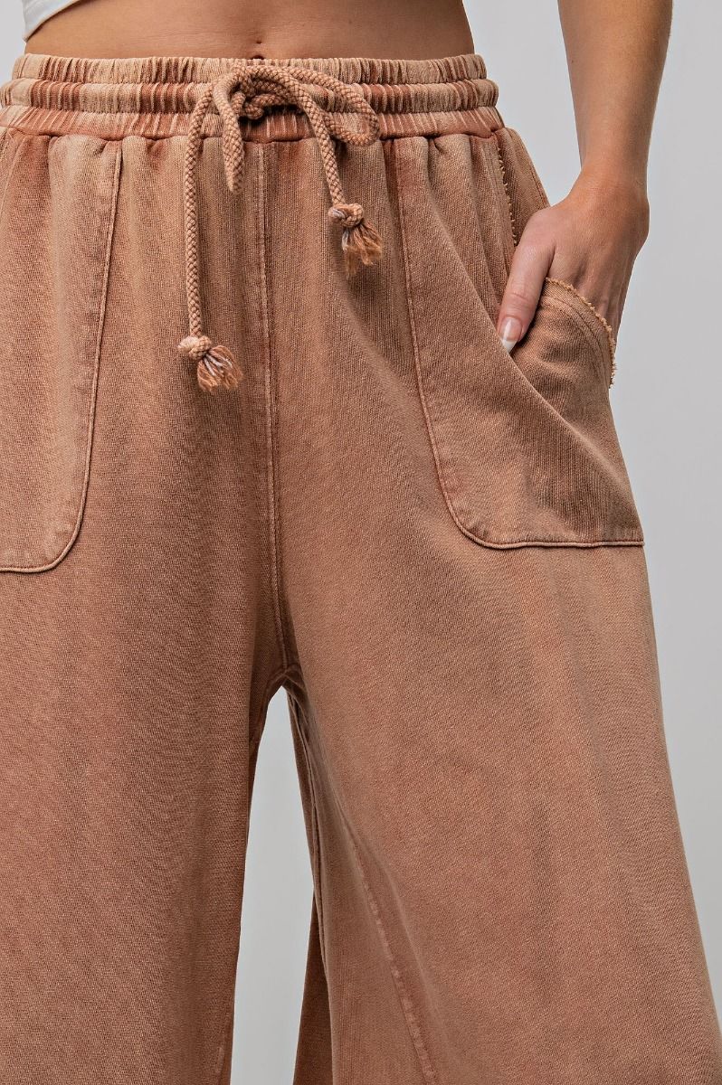 Stay Comfy Wide Leg Comfy Pants in Red Bean