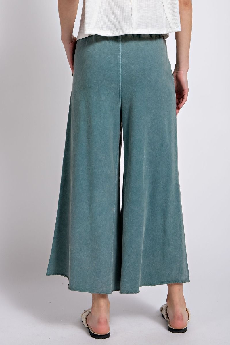 Stay Comfy Wide Leg Comfy Pants in Teal Green