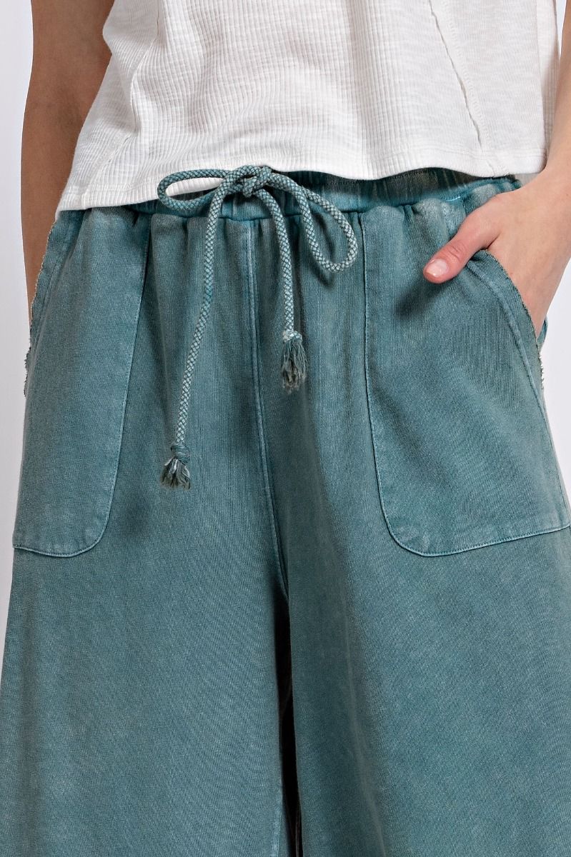 Stay Comfy Wide Leg Comfy Pants in Teal Green