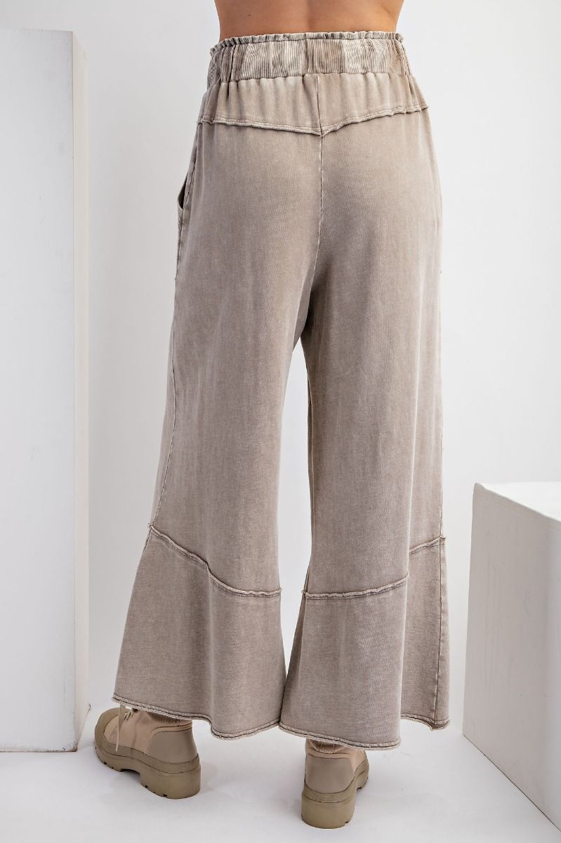 Chill Vibes Mineral Washed Terry Knit Wide Leg Pants in