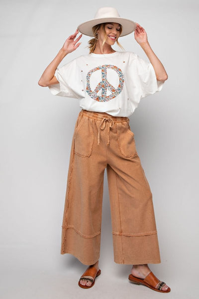 Let's Chill Comfy Wide Leg Pants in Cinnamon