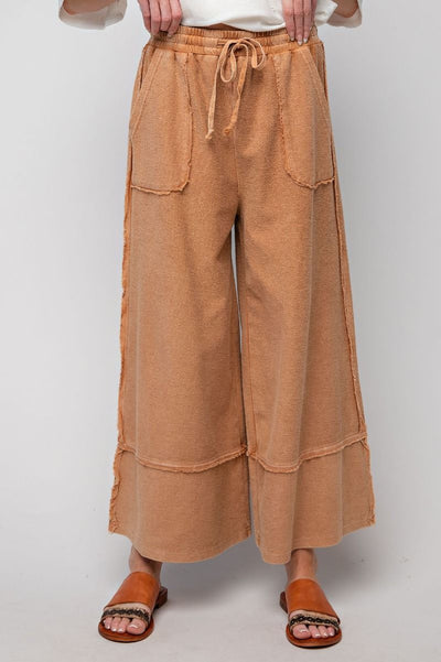 Let's Chill Comfy Wide Leg Pants in Cinnamon