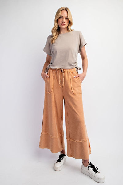 Let's Chill Comfy Wide Leg Pants in Cinnamon