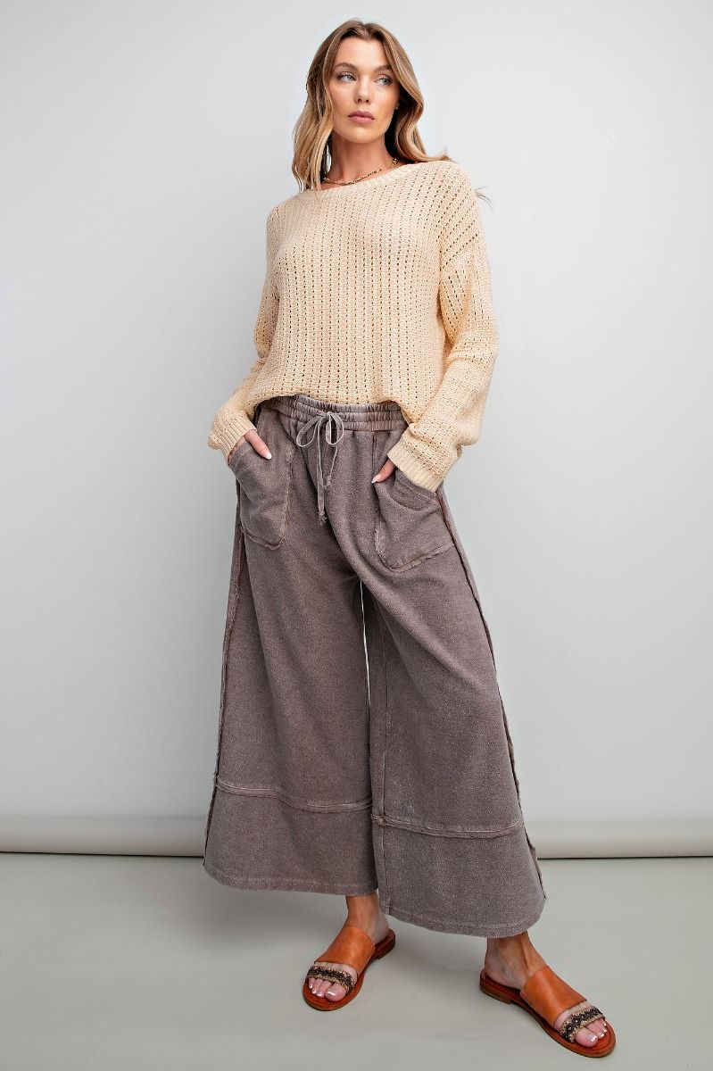Let's Chill Comfy Wide Leg Pants in Espresso