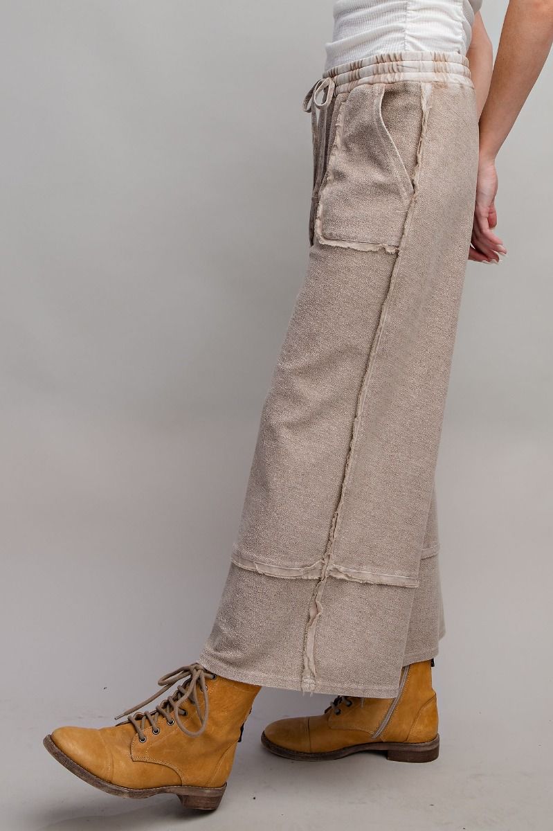 Let's Chill Comfy Wide Leg Pants in Mushroom