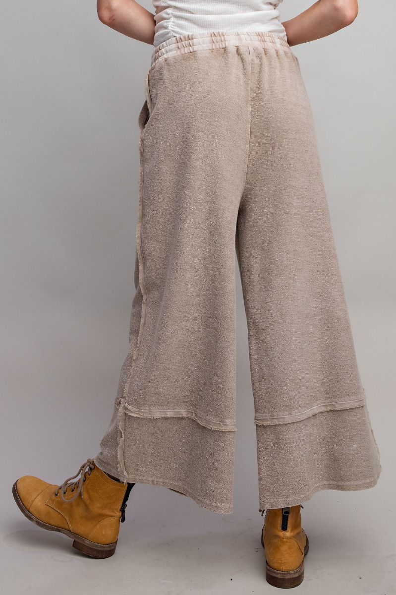 Let's Chill Comfy Wide Leg Pants in Mushroom