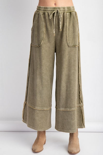 Let's Chill Comfy Wide Leg Pants in Olive