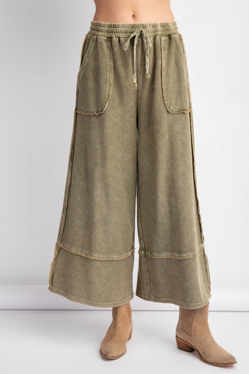 Let's Chill Comfy Wide Leg Pants in Olive